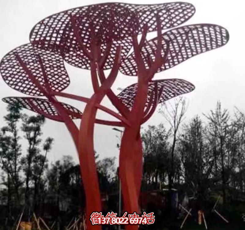 兒童安全游樂園，不銹鋼網格樹雕塑裝置