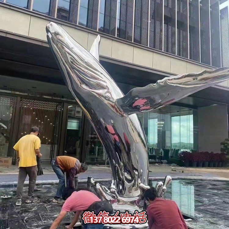 大型不銹鋼鏤空魚類擺件，為戶外水景商場售樓部裝飾