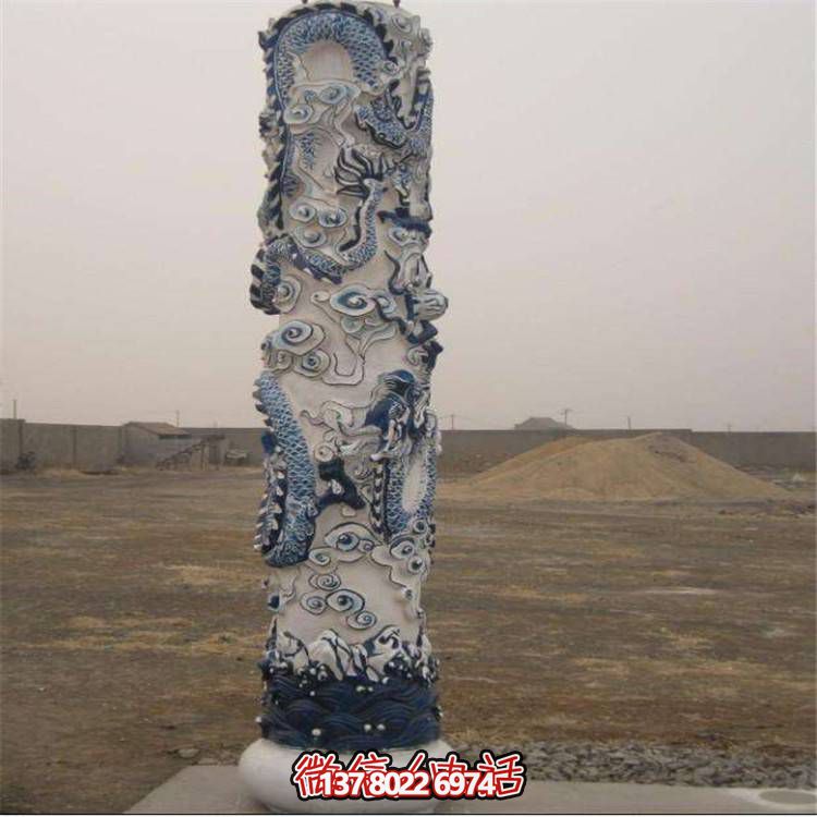 精美大理石石雕戶外園林盤(pán)龍龍柱雕塑