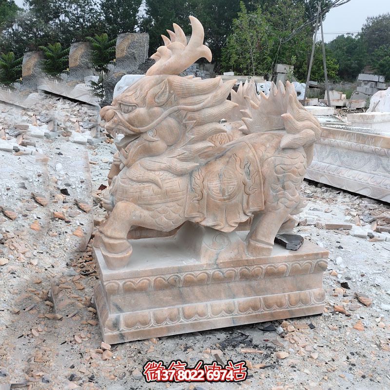 傳承古老文化，精美大理石麒麟雕塑