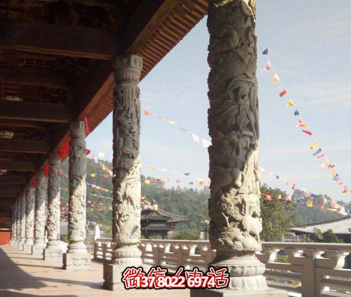 傳承古典藝術，精美石雕龍柱漢白玉浮雕