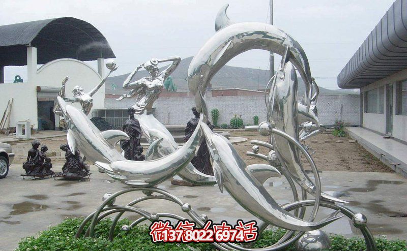 一群活躍海豚，為游樂園帶來更多樂趣——不銹鋼海豚雕塑