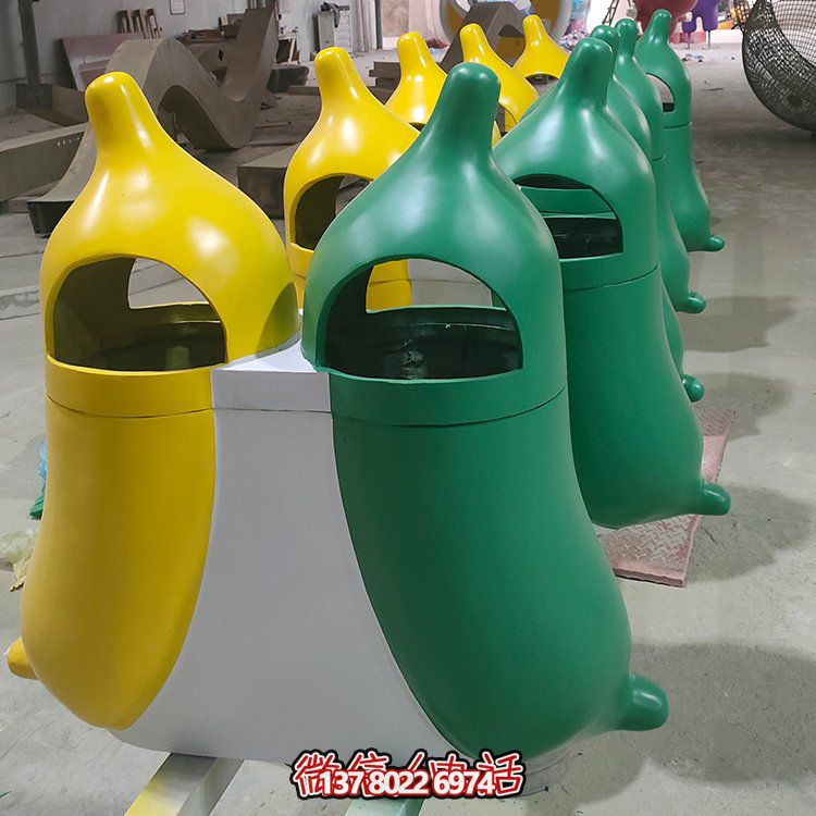 創(chuàng)意玻璃鋼垃圾桶，家庭園林裝飾擺件