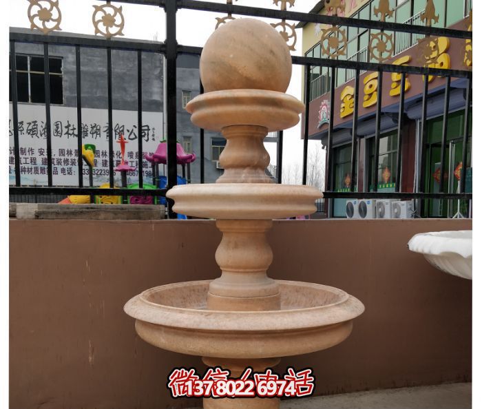 自然之美，多層風(fēng)水球石雕晚霞紅別墅