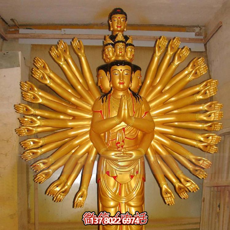 鎏金千手觀音大型雕塑，精美絕倫，醉人心魄