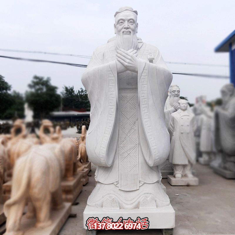 漢白玉孔子雕塑傳承中華文化，融入創(chuàng)意景區(qū)