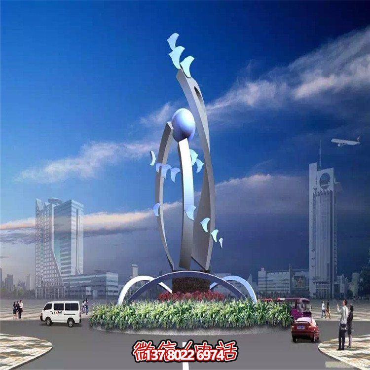 大型不銹鋼抽象藝術飛翔雕塑，豐富景觀廣場