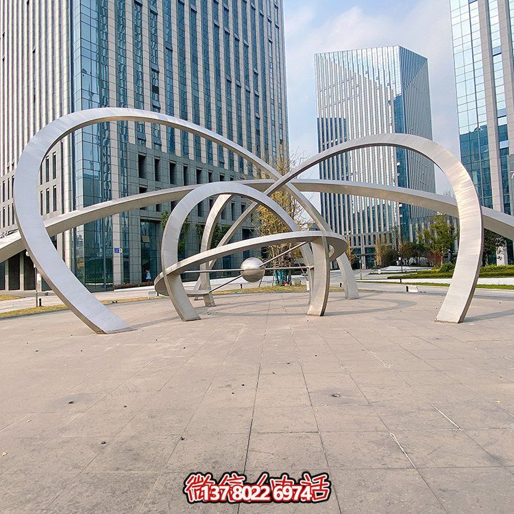 不銹鋼雕塑梅花鹿，現代幾何園林景觀裝飾