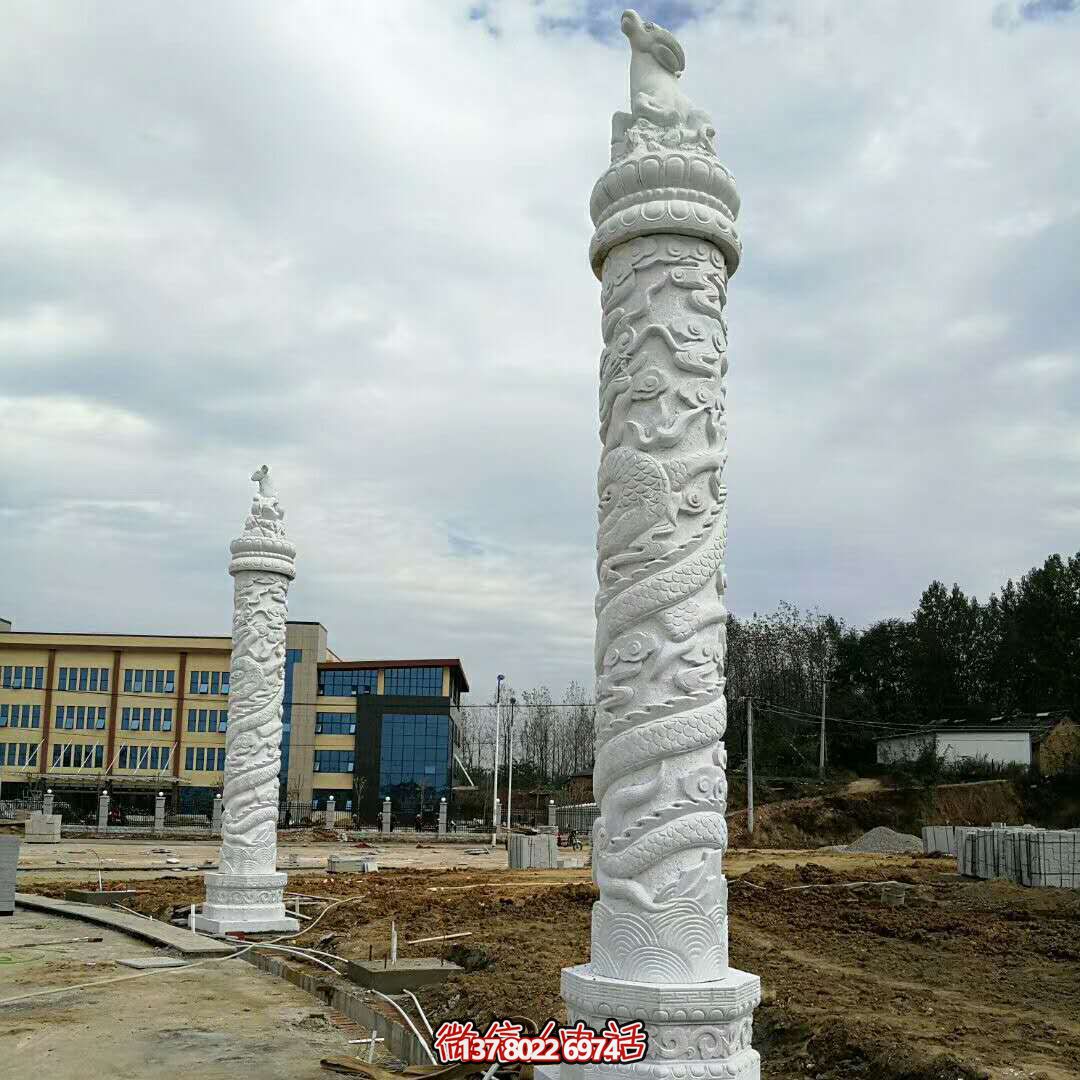 現代漢白玉石雕龍柱——助力企業宣揚氣質 現代漢白玉石雕龍柱——助力企業宣揚氣質