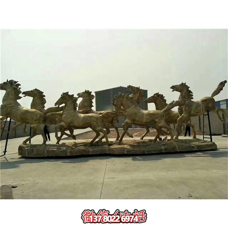 廣場大型銅雕奔騰的駿馬雕塑