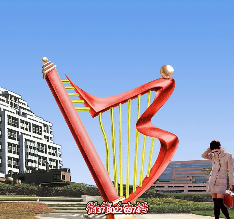 戶外園林抽象不銹鋼裝飾擺件琴雕塑 戶外園林抽象不銹鋼裝飾擺件琴雕塑