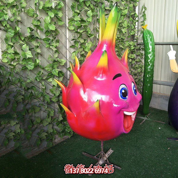 玻璃鋼火龍果，火龍果卡通公仔