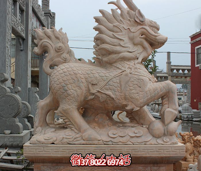 廣場(chǎng)酒店大型戶外景觀晚霞紅石雕麒麟雕塑 廣場(chǎng)酒店大型戶外景觀晚霞紅石雕麒麟雕塑