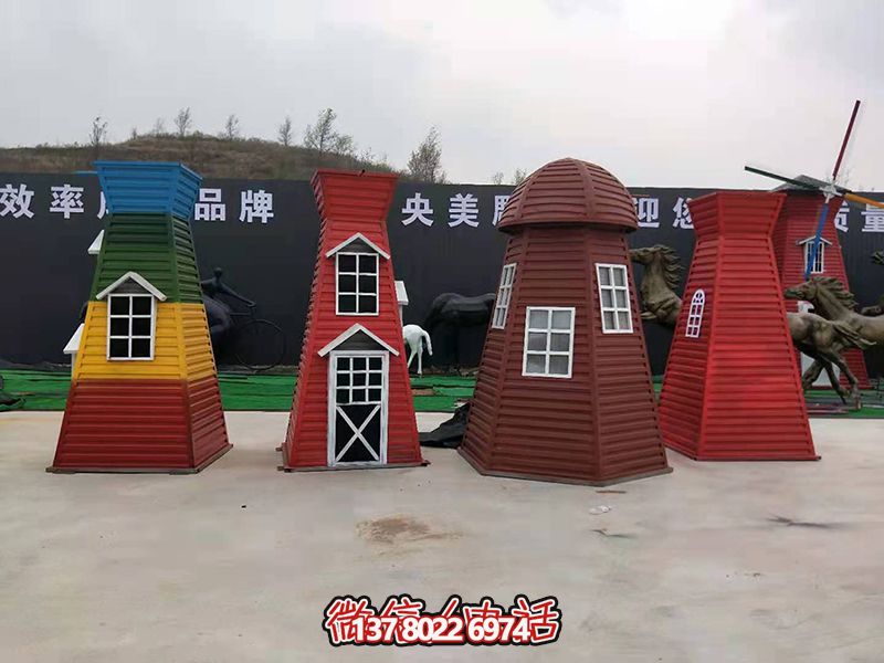 兒童游樂廣場彩三色玻璃鋼風車雕塑 兒童游樂廣場彩三色玻璃鋼風車雕塑