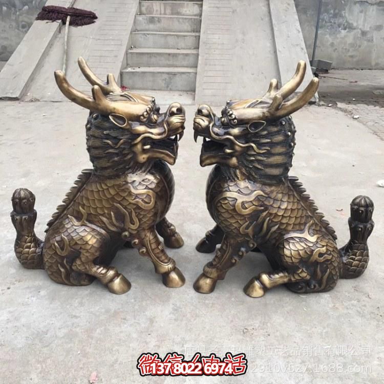 戶外園林景觀不銹鋼噴漆麒麟雕塑 戶外園林景觀不銹鋼噴漆麒麟雕塑