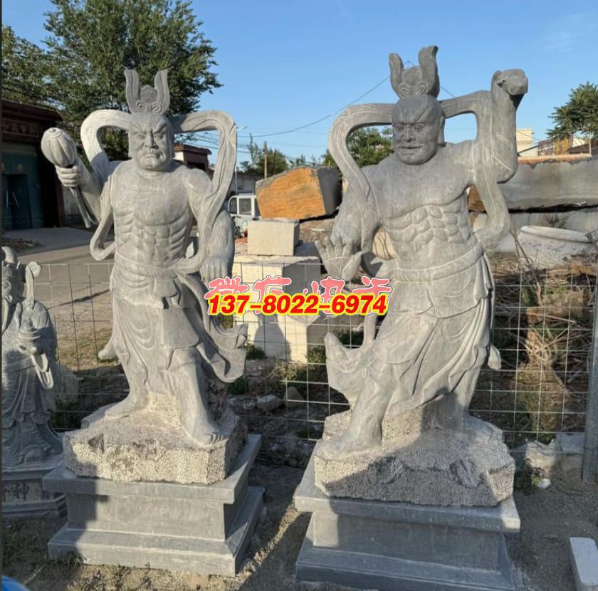 傳統石雕哼哈二將：盡顯威武護法之姿