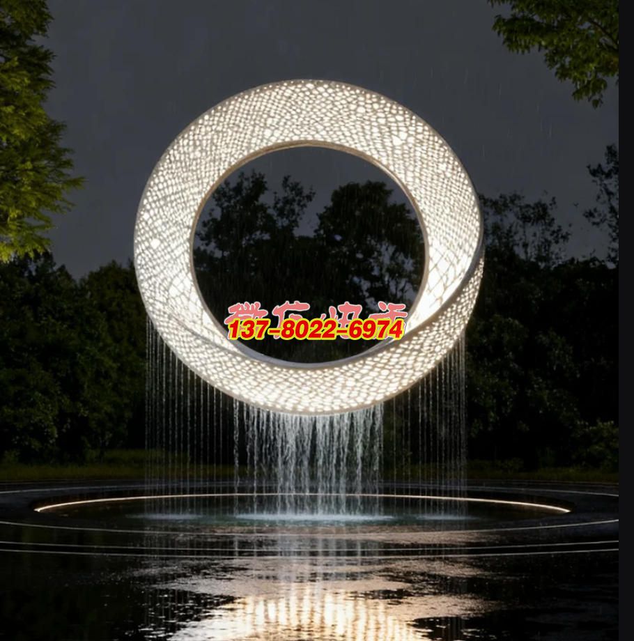 律動之環(huán)?不銹鋼景觀雕塑 —— 水韻流光的城市藝術地標